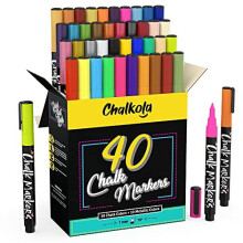 Chalk Pens Pack of 40 Neon Classic Metallic Chalk Pens For Chalkboard Blackboard Window Labels Bistro Glass Wet Wipe Erasable 1mm Extra Fine Tip