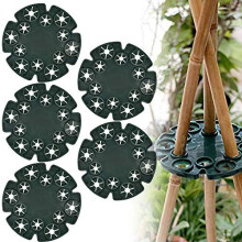 5 Pcs Wigwam Cane Grips Cane Support Rings Peas Beans Support 12 Holes DIY Bamboo Wooden Stakes Cane Connectors Garden Plant Clip for Climbing Plants