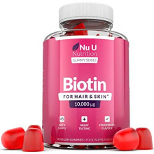 Biotin Hair Gummies 10000mcg 90 Vegan Gummies 45 Day Supply Strawberry Flavour Supports Normal Skin Hair Growth Chewable Hair Vitamins