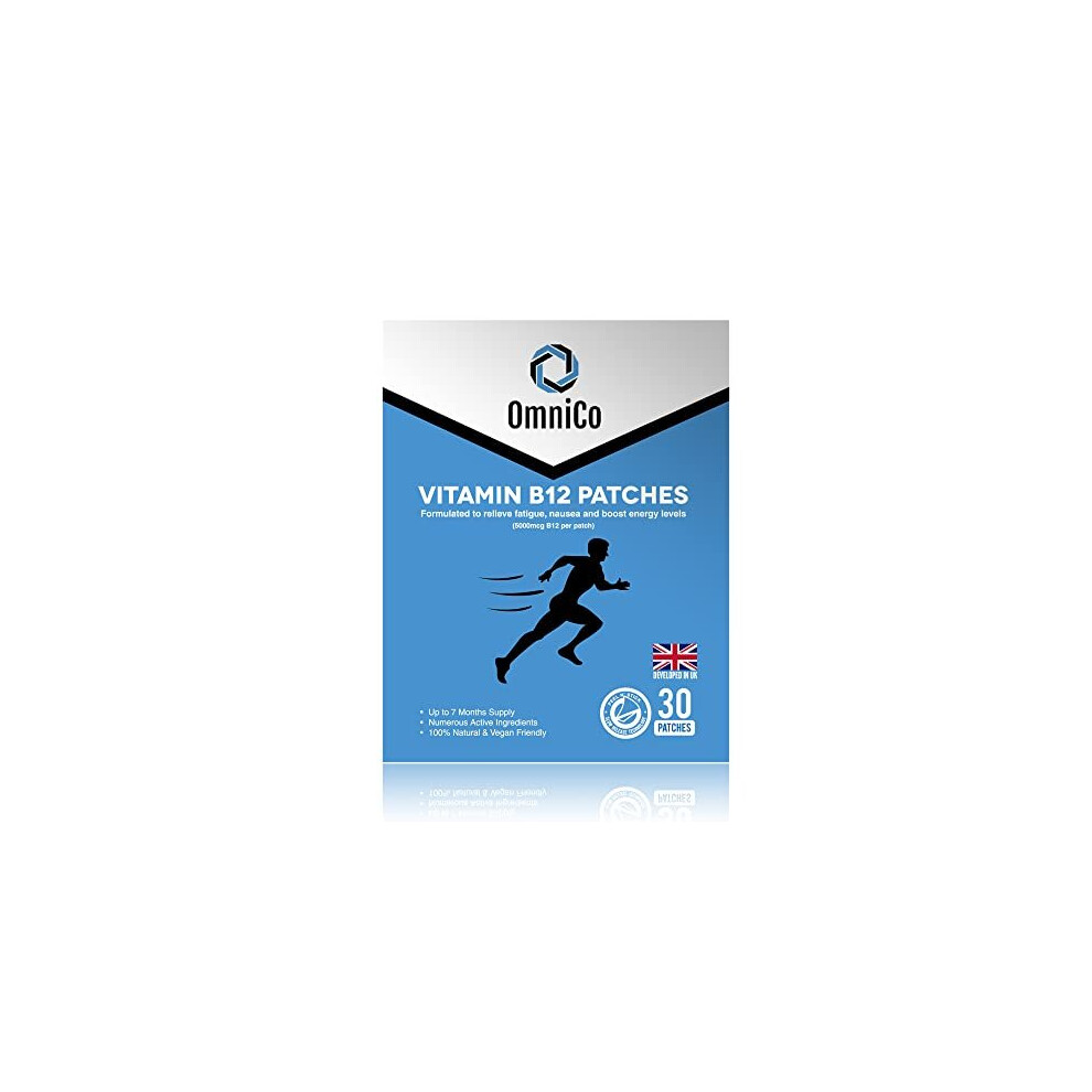 Vitamin B12 Patches 5000mcg Up to 7 Months Supply 30 Patches High Strength Transdermal Patches 100 Natural Ingredients Vegan Vegetarian Friendly