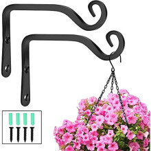 2Pcs Metal Wall Hanging Basket BracketMetal Wrought Iron Wall Hanging Basket Brackets for Garden Bird Feeders Planters Lanterns Wind Chimes