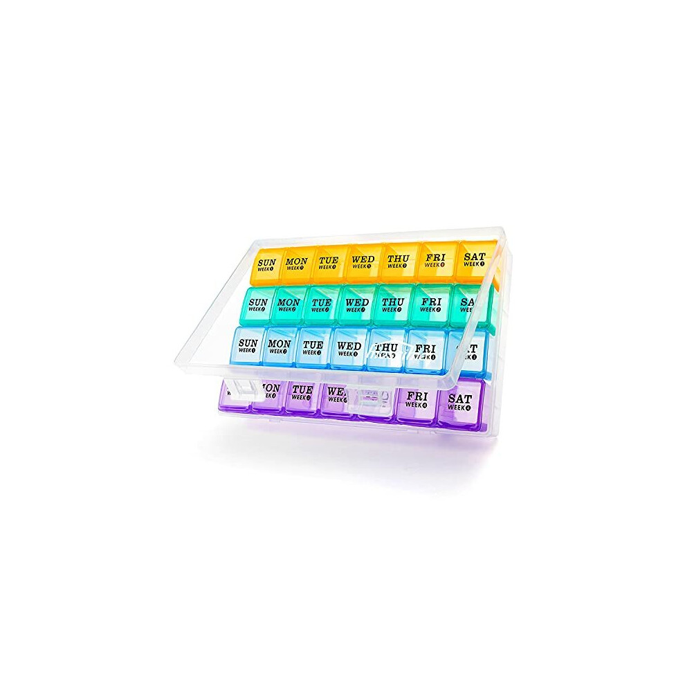 Mossime Large Monthly Pill Box Organiser 4 Week Big Pill Organiser With Dustproof Case Big Tablet Box For Family Daily Dosette Box Medication Organiser Box