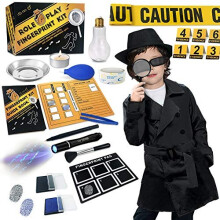 Spy Kit for Kids Detective Outfit Fingerprint Investigation Role Play Dress Up Educational Science STEM Toys Costume Secret Agent Finger Print Kit