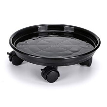 Plant Caddy 30cm Plant Pot Trolley with Brake Wheels Plastic Planter Roller for Heavy Garden Pot Plant Pot Stand Loading Capacity 56kg Black