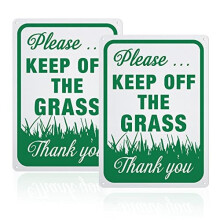 2 Pack Please Keep Off the Grass Sign 7x10 inches 40 Mil Aluminum Warning Signs for Indoor or Outdoor Use Reflective UV Protected Waterproof and Fade