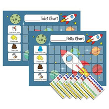 Potty Training Reward Chart for Boys Girls Toddlers Space Themed Potty Toilet Twin Pack with 270 Star Reward Stickers