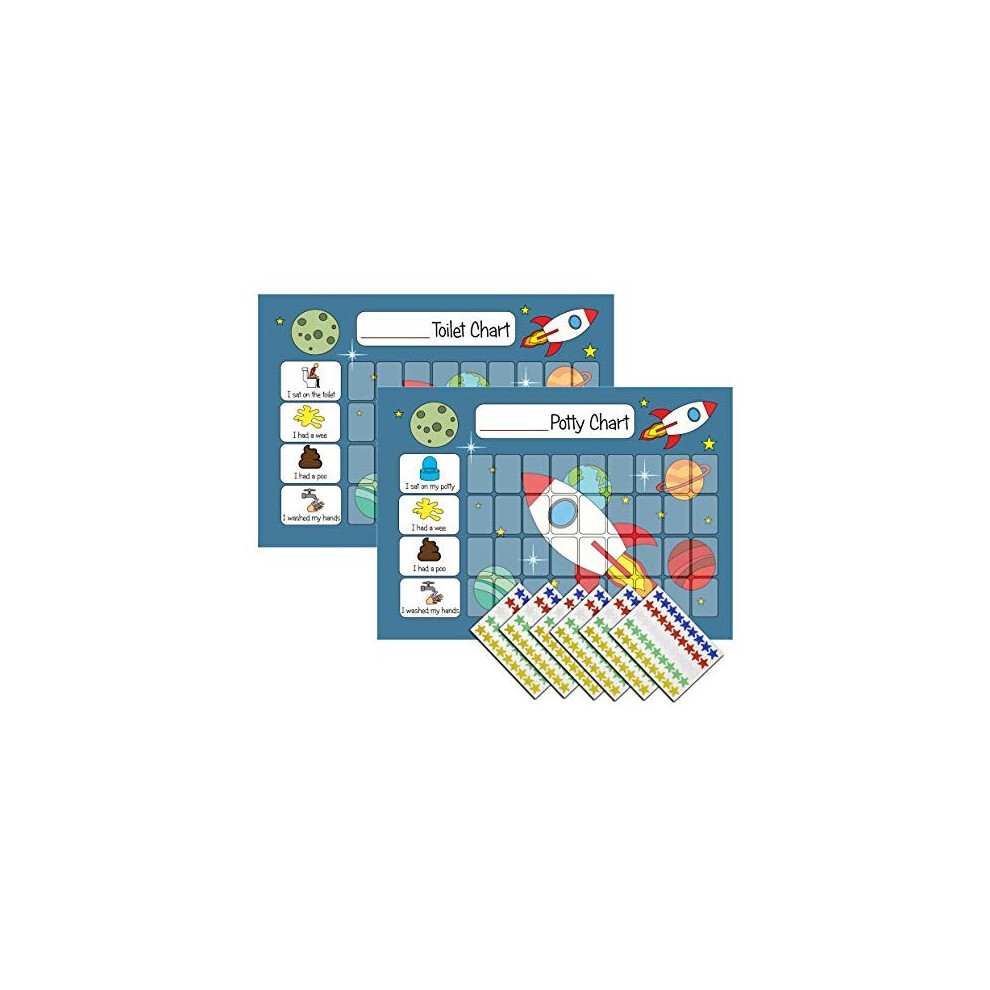 Potty Training Reward Chart For Boys Girls Toddlers Space Themed Potty Toilet Twin Pack With 270 Star Reward Stickers Kids2learn