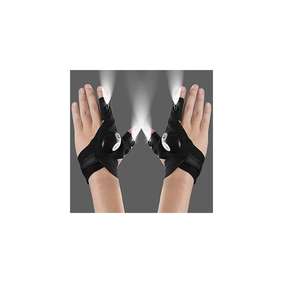 2 LED Flashlight Gloves OutdoorWork Gloves with Light for Darkness Places Fishing Camping and Hiking Tools Gifts for Handymen Men Women Boyfriend DIY