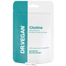DR.VEGAN Choline 600mg - 60 Vegan Capsules (2 x 300mg) One Month Supply | Plant-Based Allergen-Free | Two-A-Day