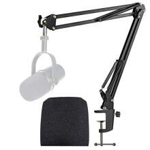 Shure MV7 Stand with Pop Filter Mic Boom Arm with Mic Cover Foam Compatible with Shure MV7 USB Microphone