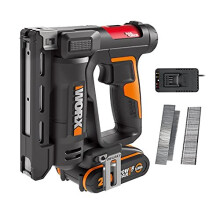 20V Cordless Crown Stapler WX843 Powershare 2in1 2000 Shots Per Charge 500pcs Type 53 Crown Staples 15mm 18 Gauge Brad Nails1 2Ah Battery 1 2A Charger