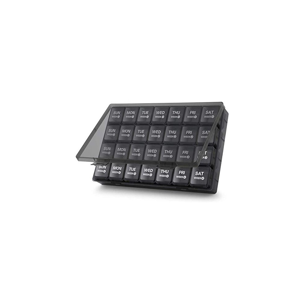 Annwer Large Monthly Pill Organiser 28 Day Pill Box Organizer By Week Large 4 Weeks One Month Pill Cases With Dustproof Container For Pillsvitaminfish Box