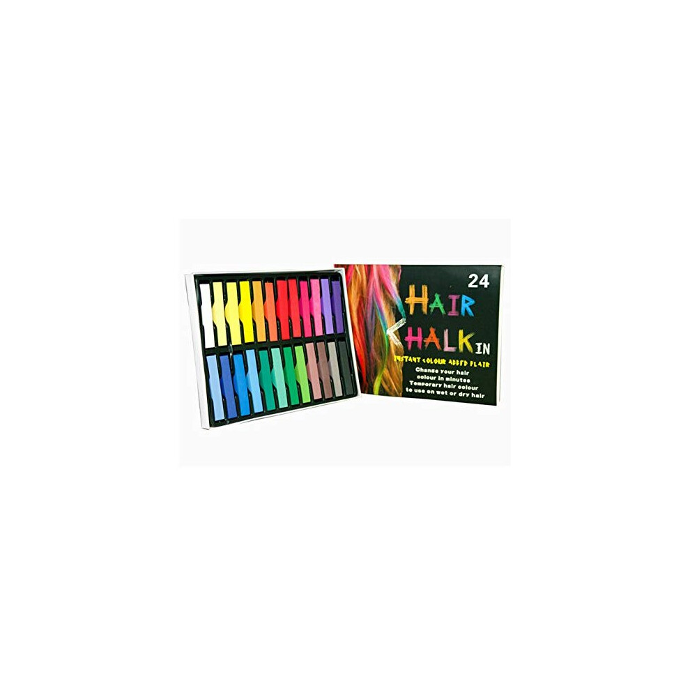 R&K Hair Chalk 24 Colors Set Nontoxic Temporary Hair Color Chalk Dye Soft Pastels For Women And Girls Hair