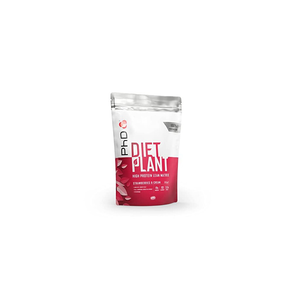 Diet Plant High Protein Lean Matrix Vegan Diet Protein Powder Strawberries and Cream 19g of Plant Protein 20 Servings Per 500g Bag