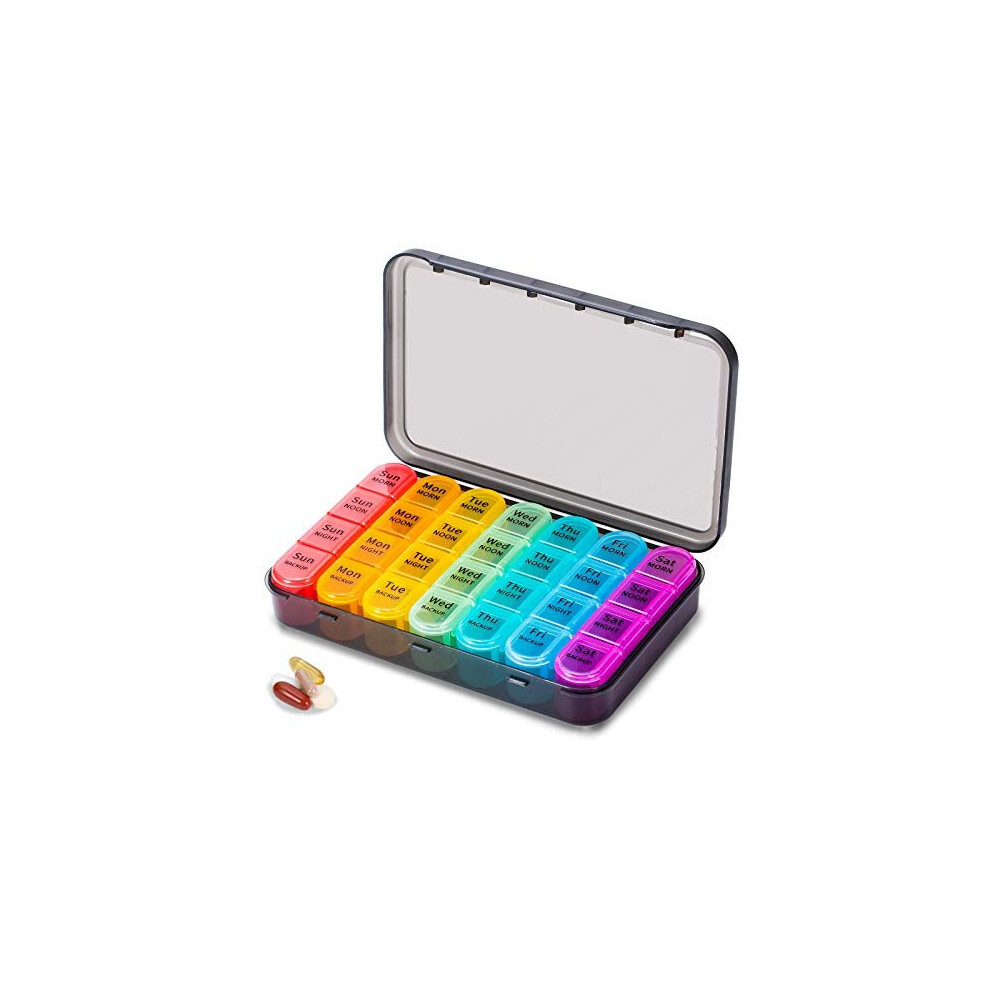 Zoolion Pill Box 4 Times A Day 7 Days Pill Organiser Box With 28 Compartments Weekly Pill Case For Morning Noon Evening And Bed Time