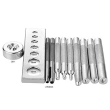 11pcs Punch Tool Punch Snap Kit Leather Craft Snap Fastener Setter Rivet Setting Round Hole Punch Die Tools for Punch Hole and Install Rivet Button