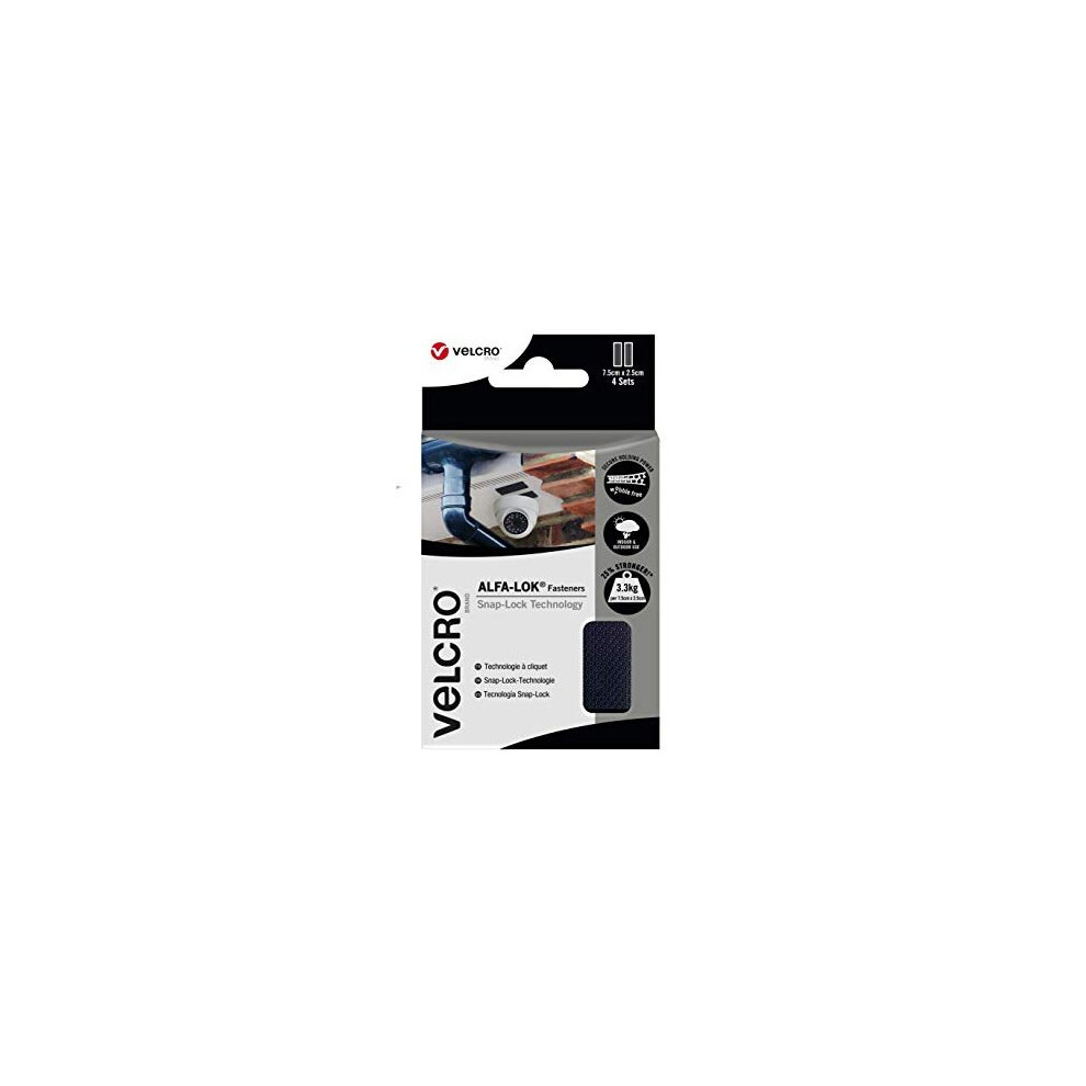 VELCRO Brand ALFALOK Fasteners Heavy Duty SnapLock Technology SelfEngaging Multidirectional Super Strong Hold for Indoor and Outdoor Use Black 75 x