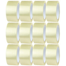 Clear Tape 12 Rolls of 48mm x 66m Sellotape Rolls Clear Packaging Tape for Packing Parcels Boxes Cartons Postage Moving House Adhesive Clear Packing