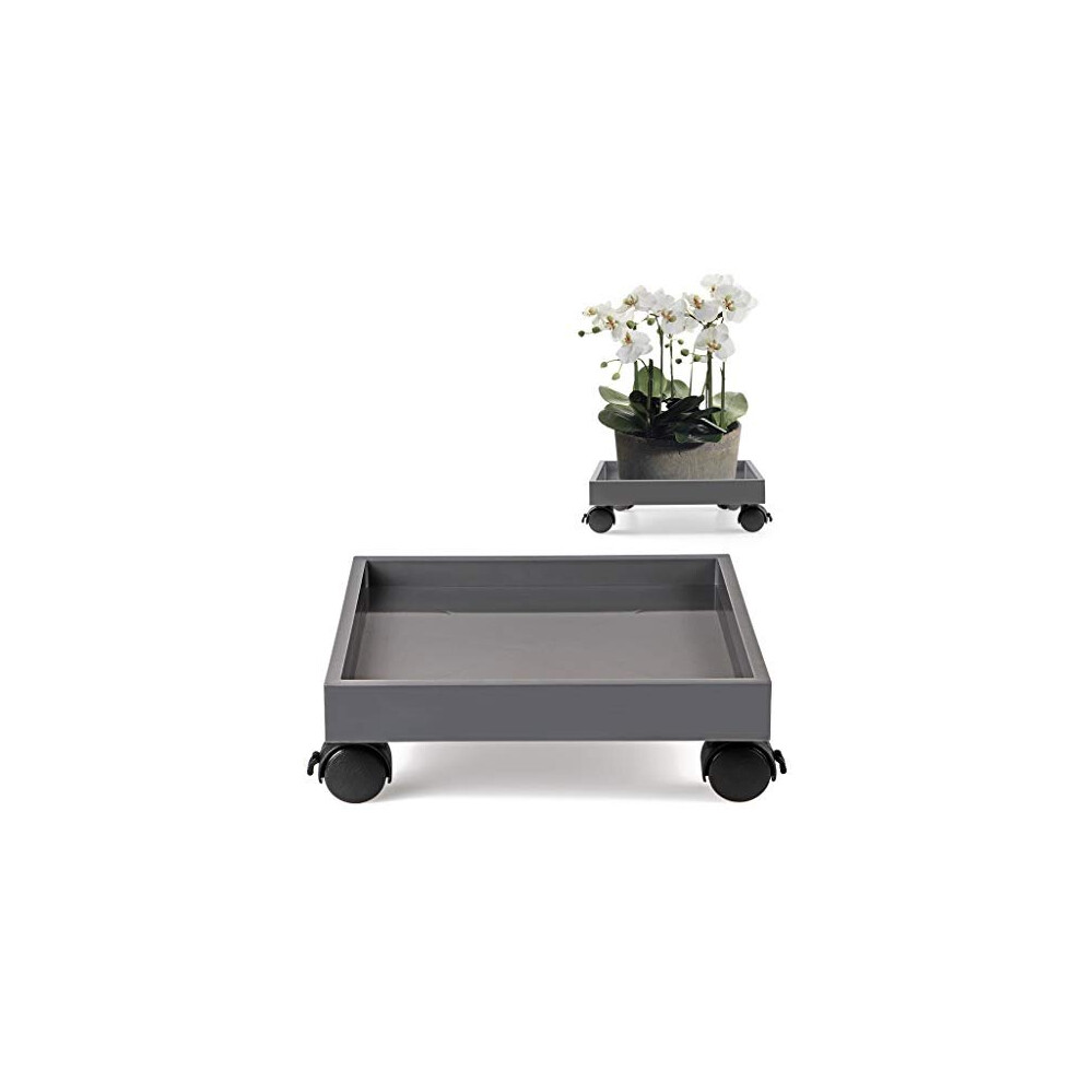 Plant Caddy Plant Pallet with Brake Wheel Castors Square Potted Plant Mover for Garden Patio Yard Deck Kitchen 28 x 28cm Loading Capacity 50kg