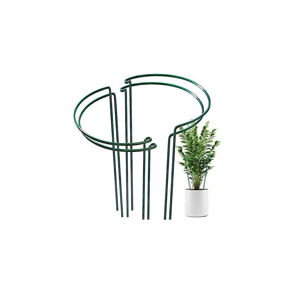 Oahao 4 Pack Plant Support Stakes Ring Cage Metal Garden Plant Stake Half Round Plant Support Ring Large Plant Supports For Peony Tomatovegetable Pack Green
