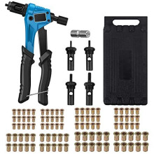 8 Hand Rivet Nut GunHeavy Duty Hand Riveter Kit Rivet Nut Gun Set Rivet Nut Tools with 100pcs M3 M4 M5 M6 Rivet Nut and with A Rugged Carrying Case