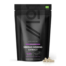 Alpha01 Organic Siberian Ginseng 10,000mg 15:1 Extract - 120 Vegan Capsules, 5% Ginsenosides, Non-GMO, Gluten Free, Halal