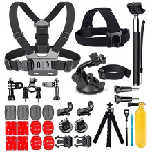 Upgraded 25 in 1 Action Camera Accessory Kit Compatible with GoPro Hero 11 10 9 8 Max 7 6 5 Black Session Fusion Silver White DJI Insta360 SJCAM Kit