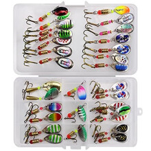 30PCS Metal Spinners Sea Fishing LuresColorful Metal LuresMetal Fishing Lures Spinner BaitsTriangle barbed Treble Hooks Metal Lures For Trout Pike