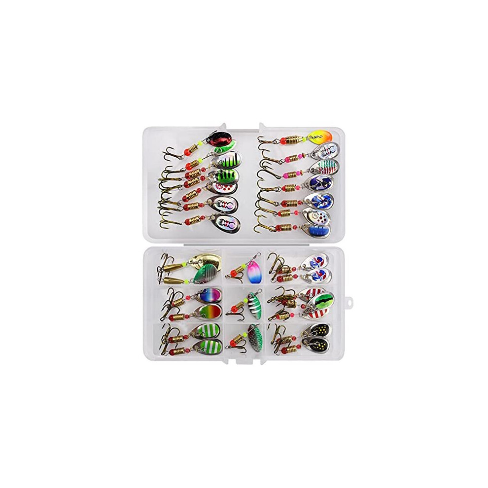 Wmlbk 30Pcs Metal Spinners Sea Fishing Lurescolorful Metal Luresmetal Fishing Lures Spinner Baitstriangle Barbed Treble Hooks Metal Lures For Trout Pike