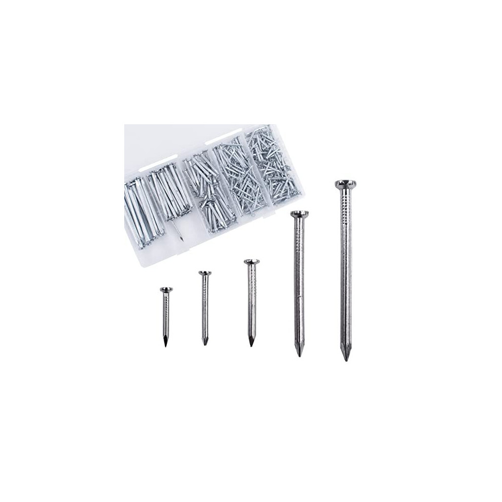 Steel Nail Assortment Kit 280 Pcs Galvanized Concrete Wall Nails For Hanging Pictures And Woodworking Suit For Drywall And Pine5 Size Assortment 742271711802