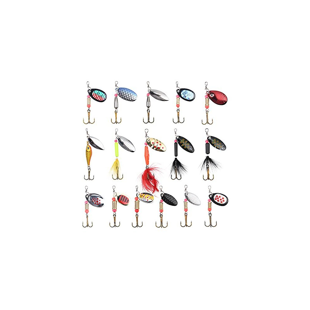 Fishing Lures Set 16 Pcs Fishing Baits Kit Fishing Lures Mixed Including Spinners Jig hooks Bait Sequins Spinner Fishing Lures with Hook Lifelike Kit