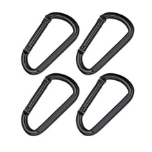 Black Spring Snap Hook Carabiner Clip Heavy Duty 3 Inch D Shape Steel Clip Link Buckle M8x80mm 4pcs