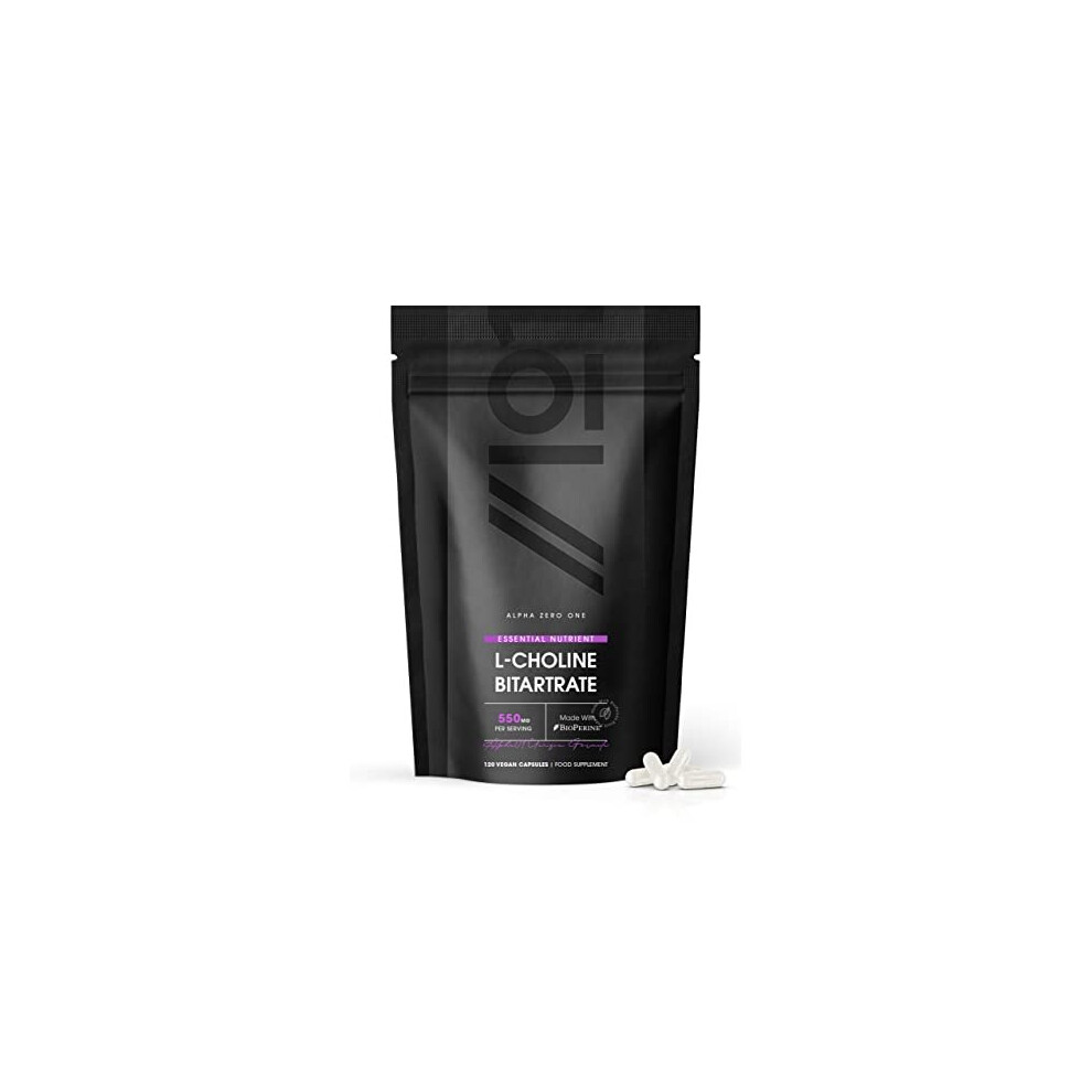 Alpha01 Choline Bitrate 550Mg With Bioperine Supports Liver Health Potent Essential Nutrient Nongmo Gluten Free 120 Vegan Capsules