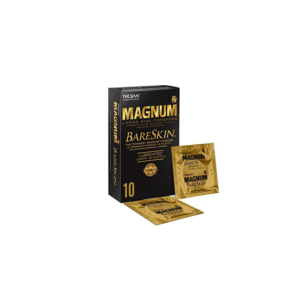 Magnum BareSkin Large Size Condoms by Trojan Thin and Lubricated Condoms with Premium Quality Latex Pack of 10