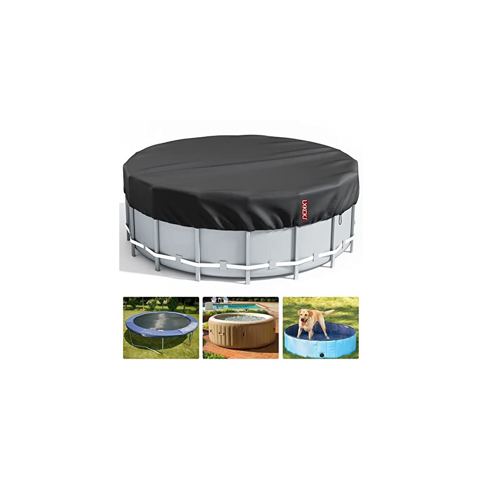 Housse de piscine ronde LXKCKJ 8 pieds, couverture solaire pour piscines hors sol, protection ?tanche et anti-poussi?re, couleur noire.