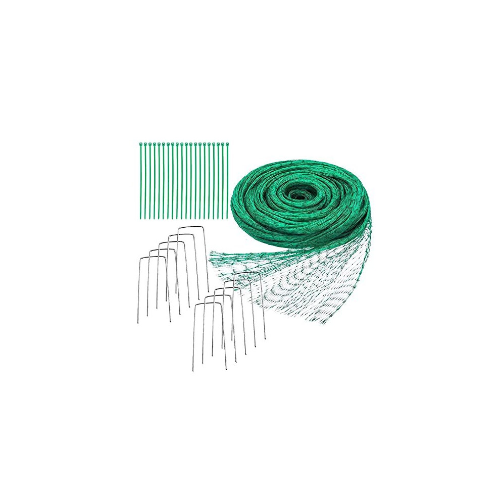 Green Garden Netting 4M X 10M Anti Bird Protection Net Reusable Pond Anti Bird Net Grass Seed Pea Netting with 20 pcs Nylon Cable Ties and 10 pcs-image-OPC-PBKRJHV-NEW