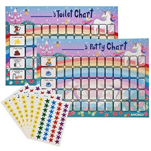 Unicorn Toilet Training Reward chart and Potty Training reward chart for boys and girls Toddlers Twin Pack with 225 star stickers included