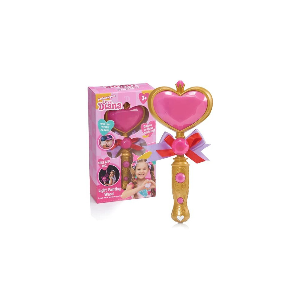 Love Diana WOW STUFF Hairbrush Light Painting Wand with Sounds Light up Hair Brush Role Play and DressUp Accessory Official Toys for Kids Inspired By