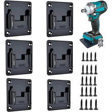 6 Packs Tool Holder Dock MountElectric Tool Holder Wall Mount Storage Bracket Fixing Devices Compatible with Makita 18V Electric Tool Black