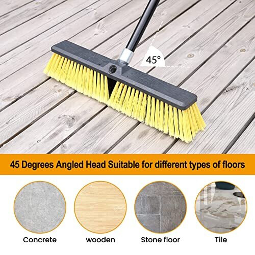 Garden Broom Outdoor Heavy Duty Telescopic Long Handle with Stiff