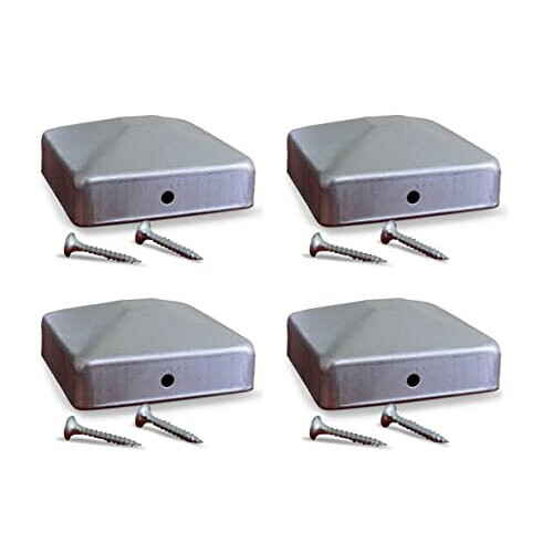 90mm x Metal Fence Post Top Cap Galvanised Steel Pyramid Pack of 4 ...