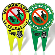 2 Pieces No Poop and Pee Sign No Pooping Dog Signs Luminous Be Respectful Sign Stop Dogs from Pooping or Peeing On Your Lawn Yard Sign YG