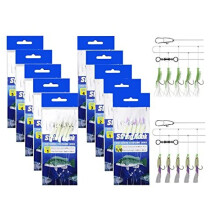 10 Pack Sea Fishing Rigs Mackerel Feathers Rigs Cod Herring Lure Hook Beach Pier Lure Fishing Rigs Luminous green