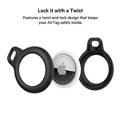 Belkin AirTag Case with Key Ring Secure Holder Protective Cover for Air Tag with Scratch Resistance Accessory 2pack Black 1