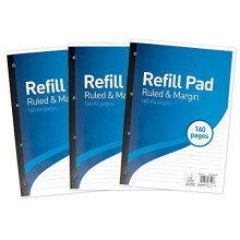 Lined Paper A4 Refill Pad 160 Page Pack of 3 Blue