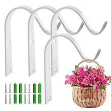 Hanging Basket Bracket 4PCS Metal Hanging Basket Brackets Hooks Hanging Bracket Hooks for Garden Lawn Light Flower Pots Bird Feeders Plants Lanterns