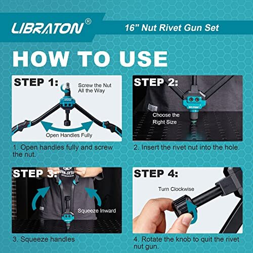 16 Rivet Nut Tool Rivet Nut Gun Hand Rivet Nut Setter with 70PCS Rivet Nuts 7PCS Metric Interchangeable Mandrels and Carrying Case Easy Replace 2