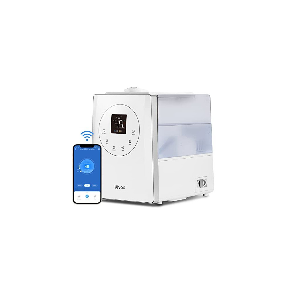 Smart Humidifiers for Bedroom Large Room Home 6 L TopFill Warm Cool Mist Humidifier for Plants Baby Intelliengent Humidity Monitor Essential Oil Timer