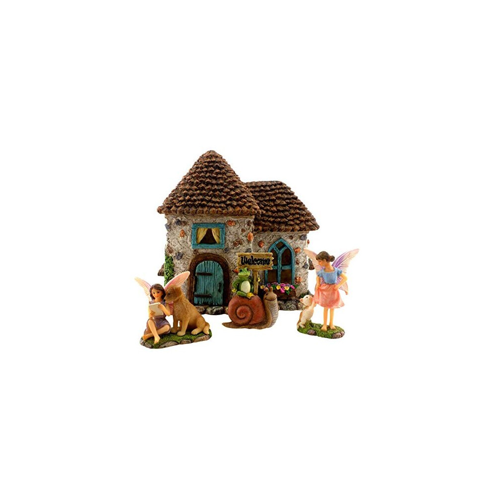 Pretmanns Casa Delle Fate Da Giardino Delle Fate – Ornamenti Da Giardino Per Esterni, Fate Per Giardino Fatato – Kit Per Casa Delle Fate – Casa Delle Fate Con Porta Apribile – 15 Cm Di Altezza-image
