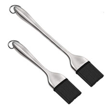 Pack of 2 Barbecue Silicone Brush Professional Kitchen Baking Cooking BBQ Brush Stapling Pastry Oil Brush with Stainless Steel Handle Heat
